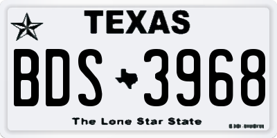 TX license plate BDS3968