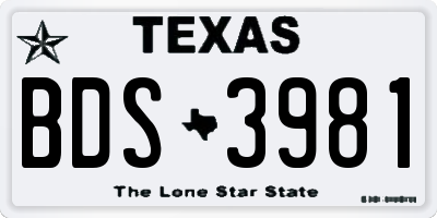 TX license plate BDS3981