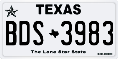 TX license plate BDS3983