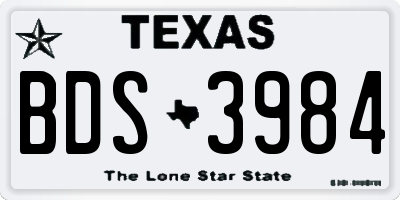 TX license plate BDS3984