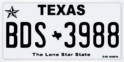 TX license plate BDS3988