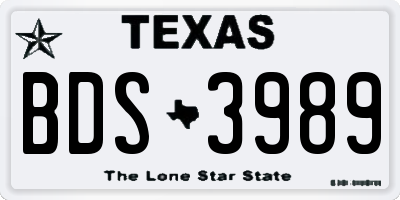 TX license plate BDS3989