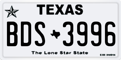 TX license plate BDS3996