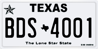 TX license plate BDS4001