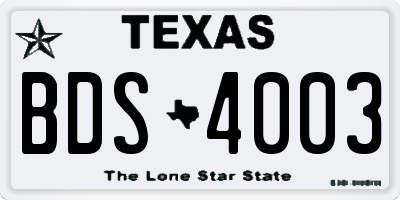TX license plate BDS4003