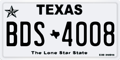 TX license plate BDS4008