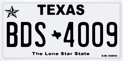 TX license plate BDS4009