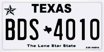 TX license plate BDS4010
