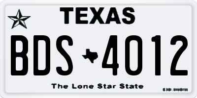 TX license plate BDS4012