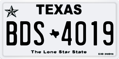 TX license plate BDS4019