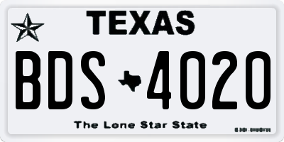 TX license plate BDS4020