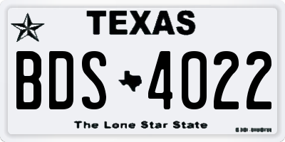 TX license plate BDS4022