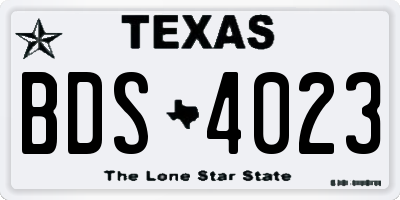 TX license plate BDS4023