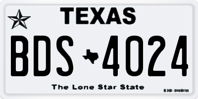 TX license plate BDS4024