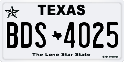 TX license plate BDS4025
