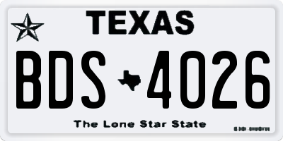 TX license plate BDS4026