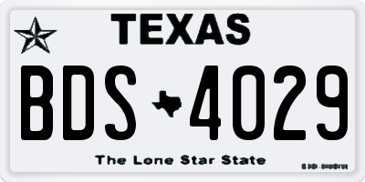 TX license plate BDS4029
