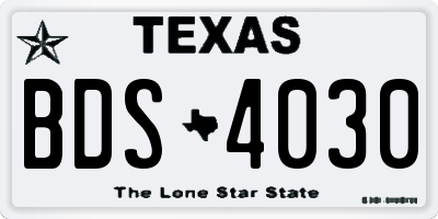 TX license plate BDS4030