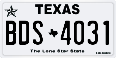 TX license plate BDS4031