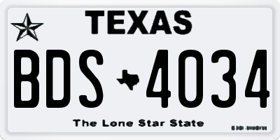 TX license plate BDS4034