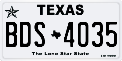TX license plate BDS4035