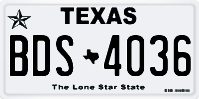 TX license plate BDS4036
