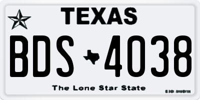 TX license plate BDS4038
