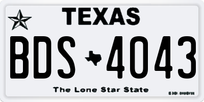 TX license plate BDS4043