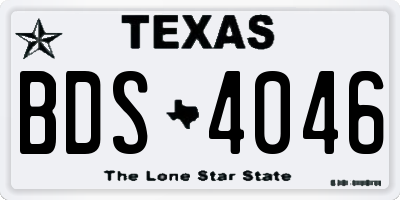 TX license plate BDS4046