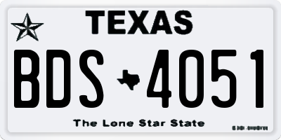 TX license plate BDS4051