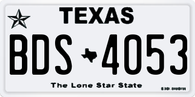 TX license plate BDS4053