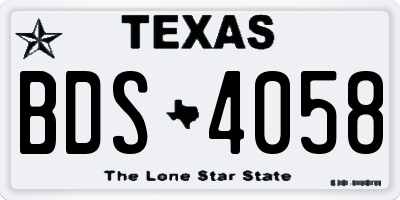 TX license plate BDS4058
