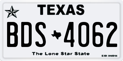 TX license plate BDS4062