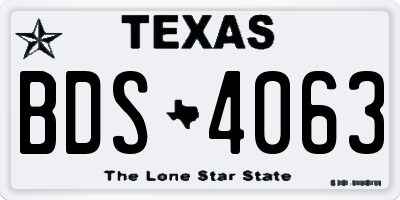 TX license plate BDS4063