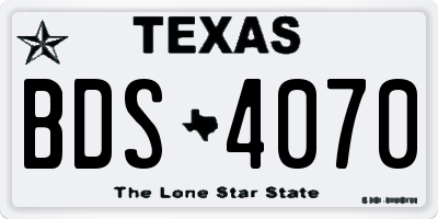TX license plate BDS4070
