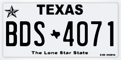 TX license plate BDS4071