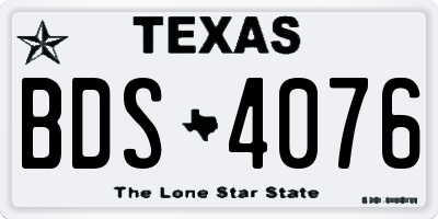 TX license plate BDS4076