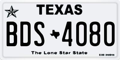 TX license plate BDS4080