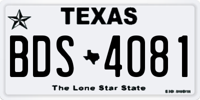 TX license plate BDS4081