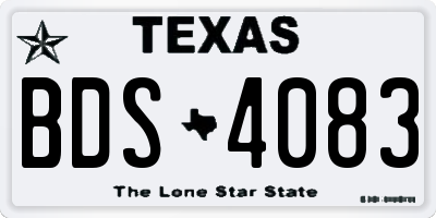TX license plate BDS4083
