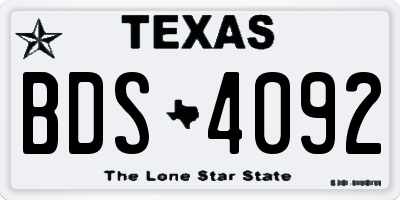 TX license plate BDS4092