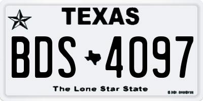 TX license plate BDS4097