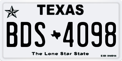 TX license plate BDS4098