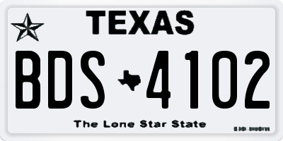 TX license plate BDS4102