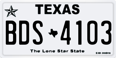 TX license plate BDS4103