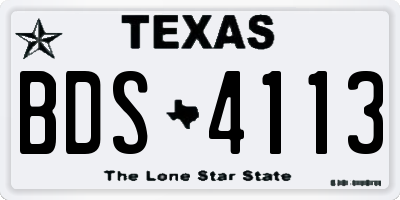 TX license plate BDS4113