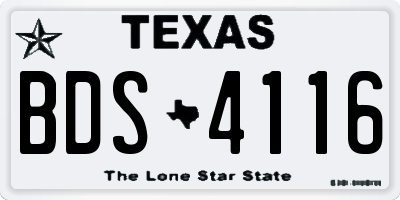 TX license plate BDS4116