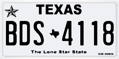 TX license plate BDS4118