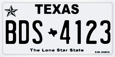 TX license plate BDS4123