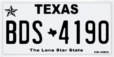 TX license plate BDS4190